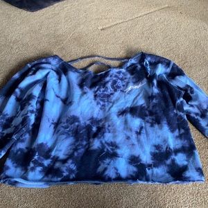 PINK blue tyedye cropped sweatshirt